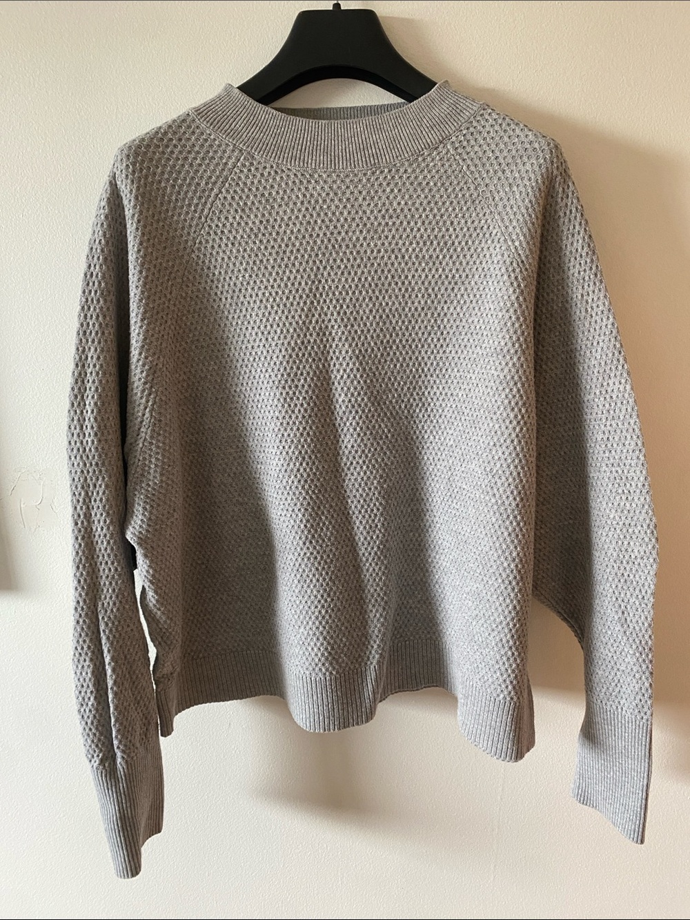 Prologue Light Gray Cotton/Wool Textured Crewneck Sweater